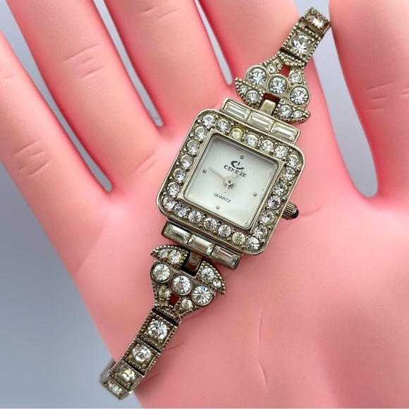 CENERE New York Swiss Quartz Rhinestone Art Deco Statement Watch NEW BATTERY main image 4